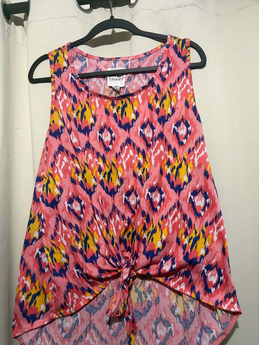 New York Laundry Women's Tie-Front Ikat Print Sleeveless Tank Top Plus Size 2X